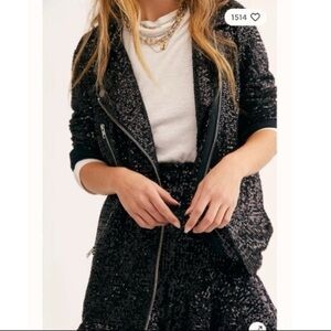 Free People Sequin Black Jacket for Women